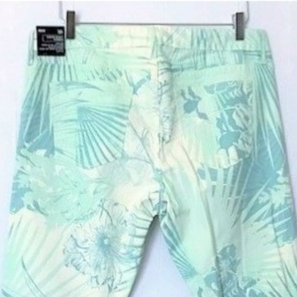 GAP 1969 WHITE MINT GREEN PALM FROND ALWAYS SKINNY SKIMMER LOW RISE JEANS 32R - Picture 6 of 10